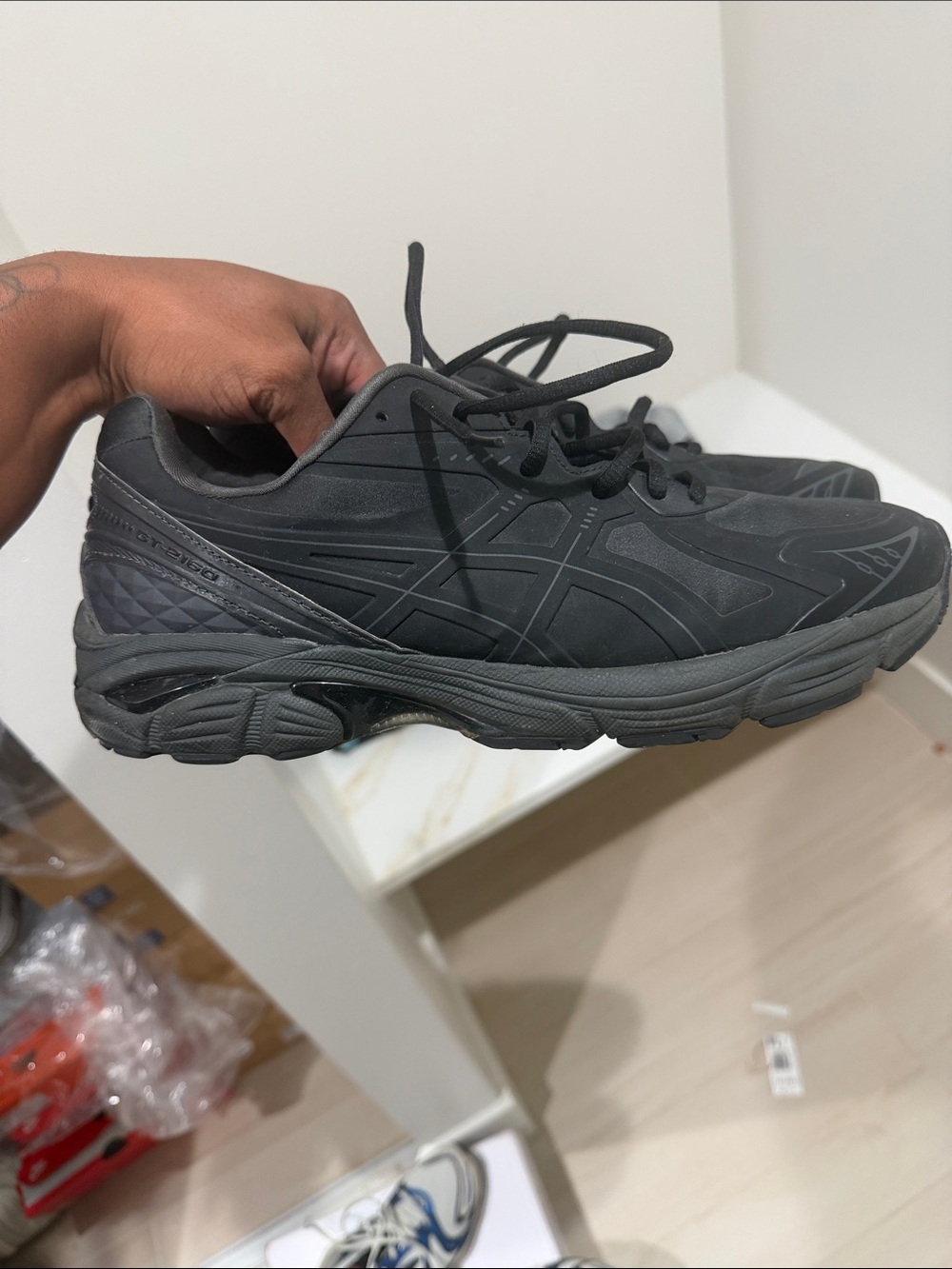 Asics Men's All-Black Cushioned Running Sneakers